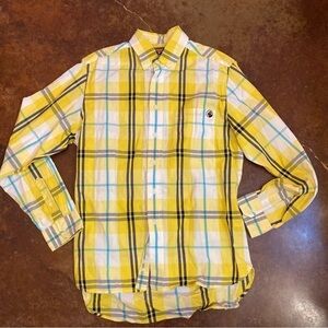 Mens Small Southern Proper Yellow Plaid Button Front Long Sleeve Shirt